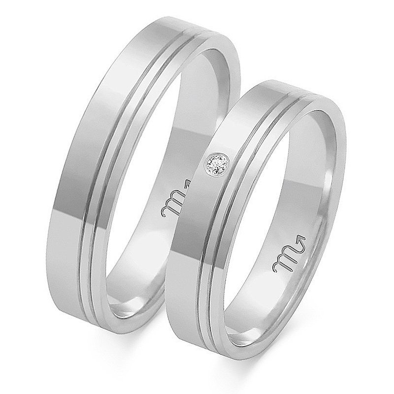 Obrączki ślubne płaskie z linią 4,5mm dwukolorowe żółte i białe złoto próba 585