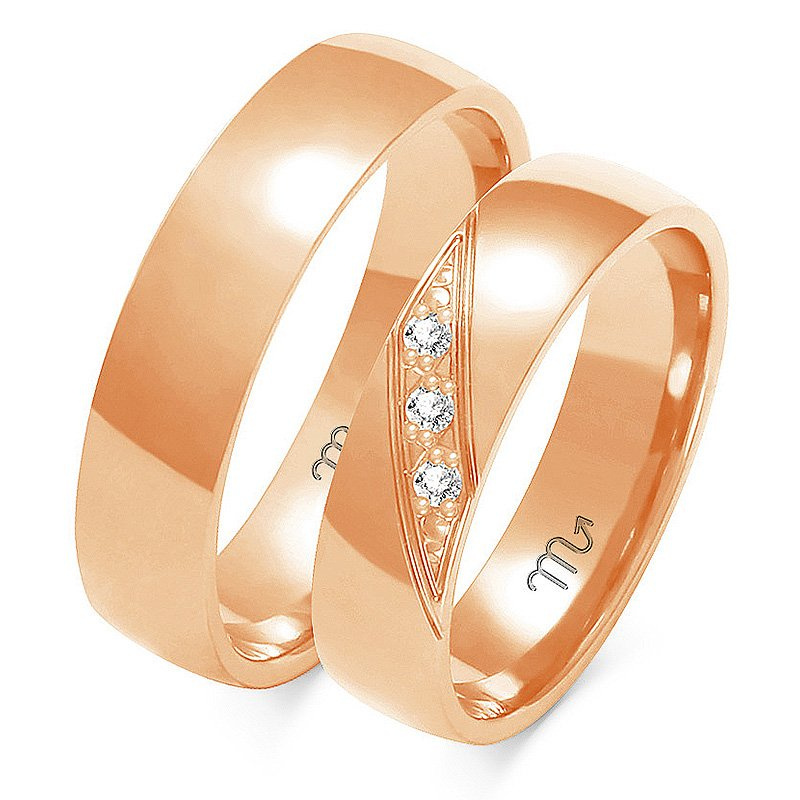 Obrączki ślubne 5mm półokrągłe z kamieniami złoto próba 585