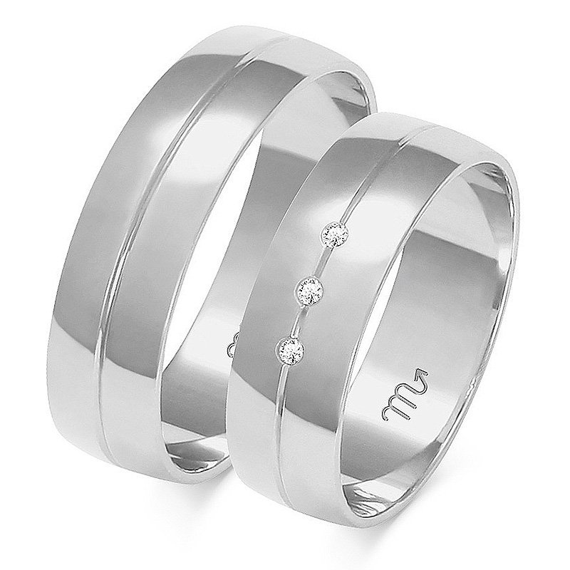 Obrączki ślubne półokrągłe 6mm z kamieniami dwukolorowe żółte i białe złoto próba 585