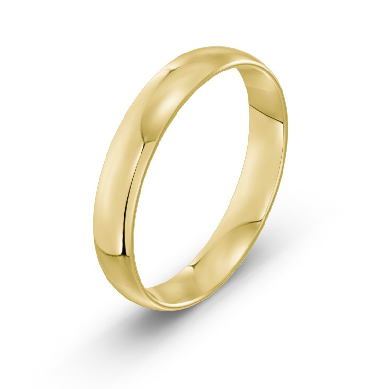 Męska obrączka ślubna klasyczna półokrągła 4mm żółte złoto 585