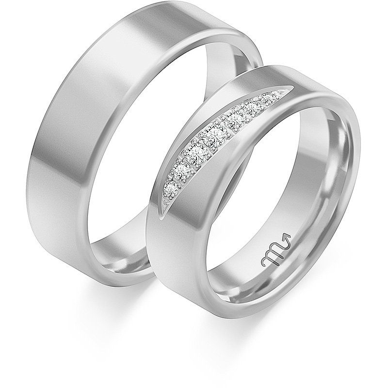 Obrączki ślubne płaskie 6mm z kamieniami złoto próba 585