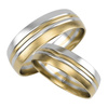 Półokrągłe obrączki ślubne 6mm z liniami dwukolorowe białe i żółte złoto próba 585