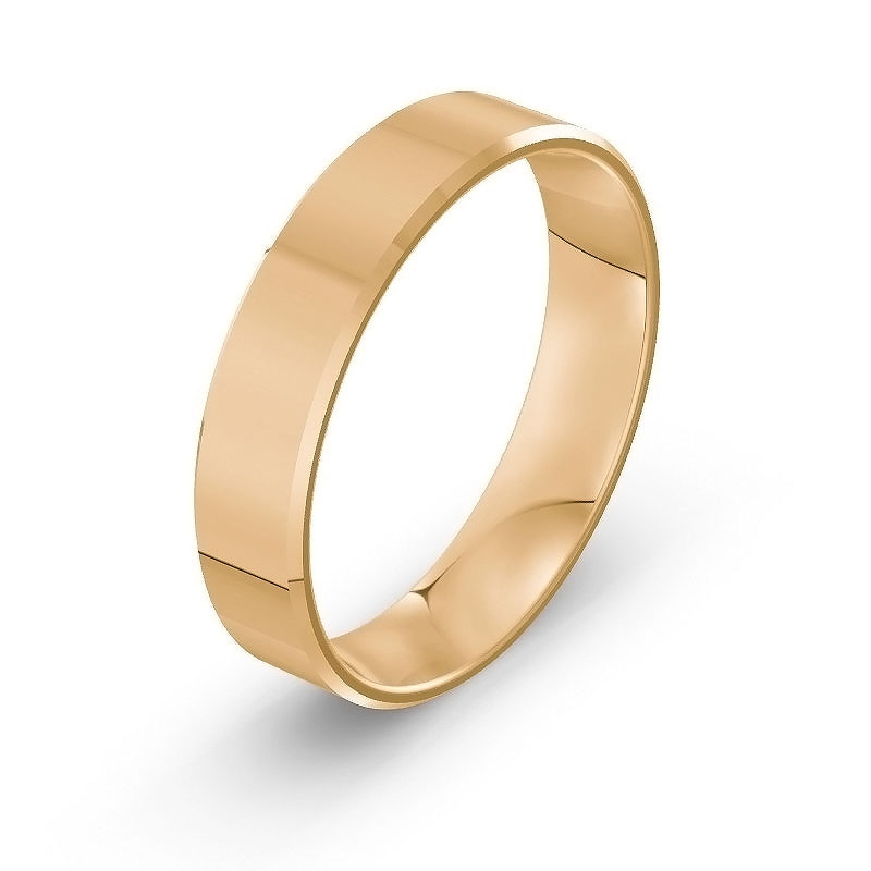 Męska obrączka ślubna klasyczna fazowana 5mm różowe złoto 585