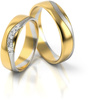 Obrączki ślubne półokrągłe z falą i diamentami 5mm dwukolorowe żółte i białe złoto próba 585