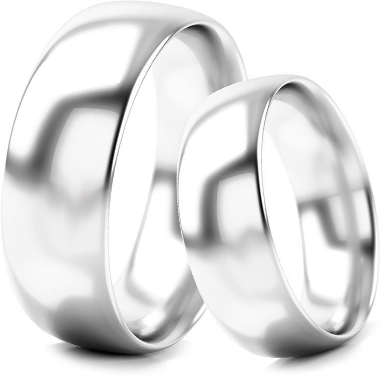 Damska obrączka ślubna klasyczna półokrągła 6mm białe złoto 585 SLIM