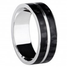 Męska obrączka carbonowa 7,5mm ze srebrem 