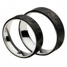 Męska obrączka ślubna carbonowa 6mm ze srebrem 