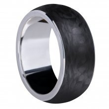 Obrączka męska carbonowa 10mm ze srebrem 925