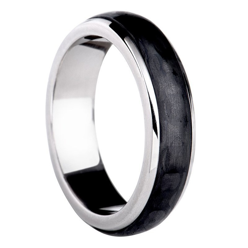 Obrączki carbonowe z tytanem 6mm półokrągłe 