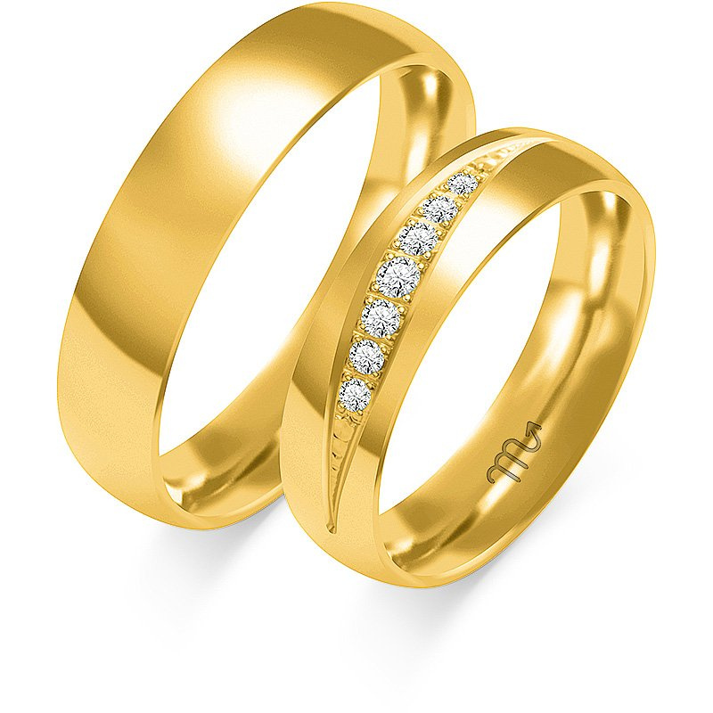 Obrączki ślubne półokrągłe z diamentami 5mm złoto próba 585  