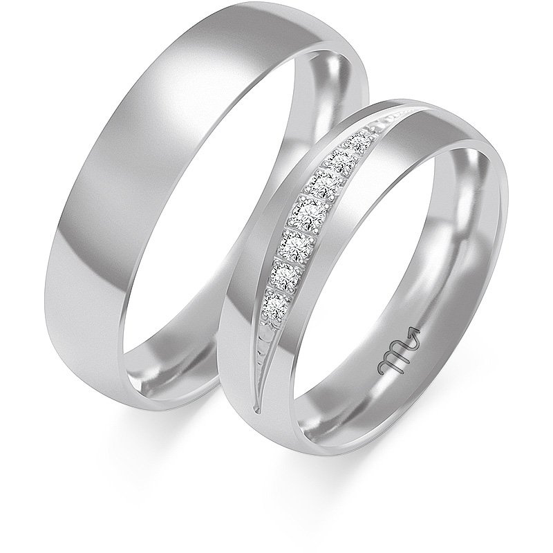 Obrączki ślubne półokrągłe z diamentami 5mm złoto próba 585  